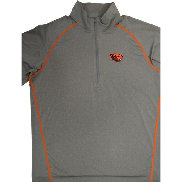 Columbia Men's Oregon Beaver's Heather Gray Long Sleeve Half Zip Pullover Small - Picture 2 of 3